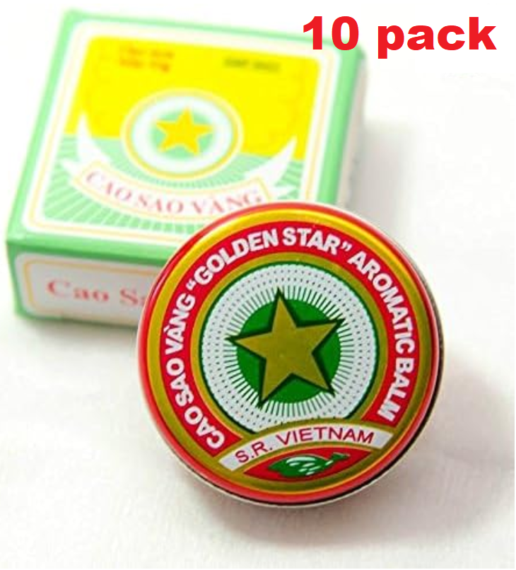 Golden Star Balm Cao Sao Vang – Vietnamese All-Natural Aromatic Herbal Balm, 10g Tins