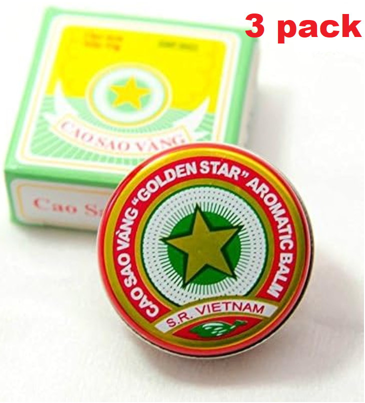 Golden Star Balm Cao Sao Vang – Vietnamese All-Natural Aromatic Herbal Balm, 10g Tins