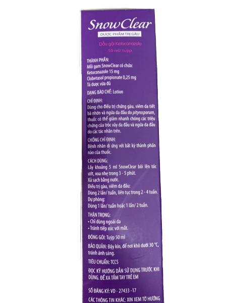 SnowClear - Duoc Pham Tri Gau, Diet Nam, Ngua Da Dau - Treatment of dandruff, seborrheic ermatitis and pruritus on the scalp caused by pityrosporum