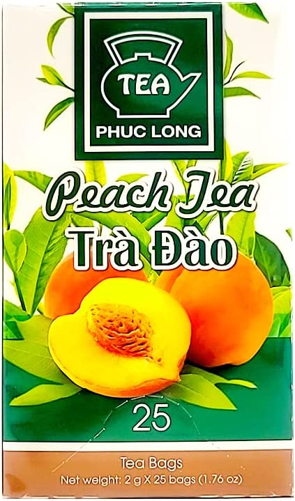 3 x Box of 25 bags x 2g  Phuc Long Tea Bag - Peach Flavored Tea - Trà Túi Lọc Hương Đào (U.S Seller)