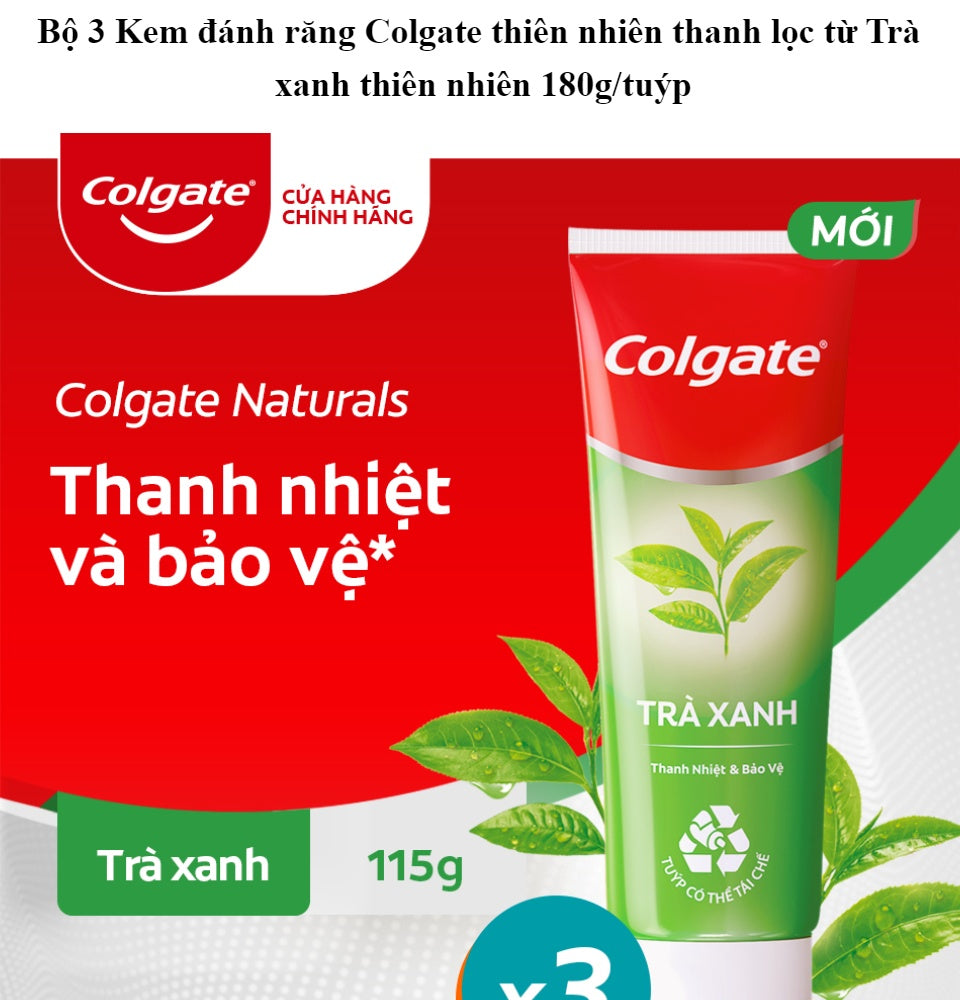 Colgate Toothpaste Green Tea - Kem Đánh Răng Colgate Trà Xanh - 180g x 3 pack