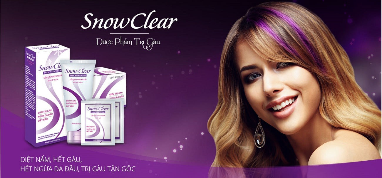 SnowClear - Duoc Pham Tri Gau, Diet Nam, Ngua Da Dau - Treatment of dandruff, seborrheic ermatitis and pruritus on the scalp caused by pityrosporum