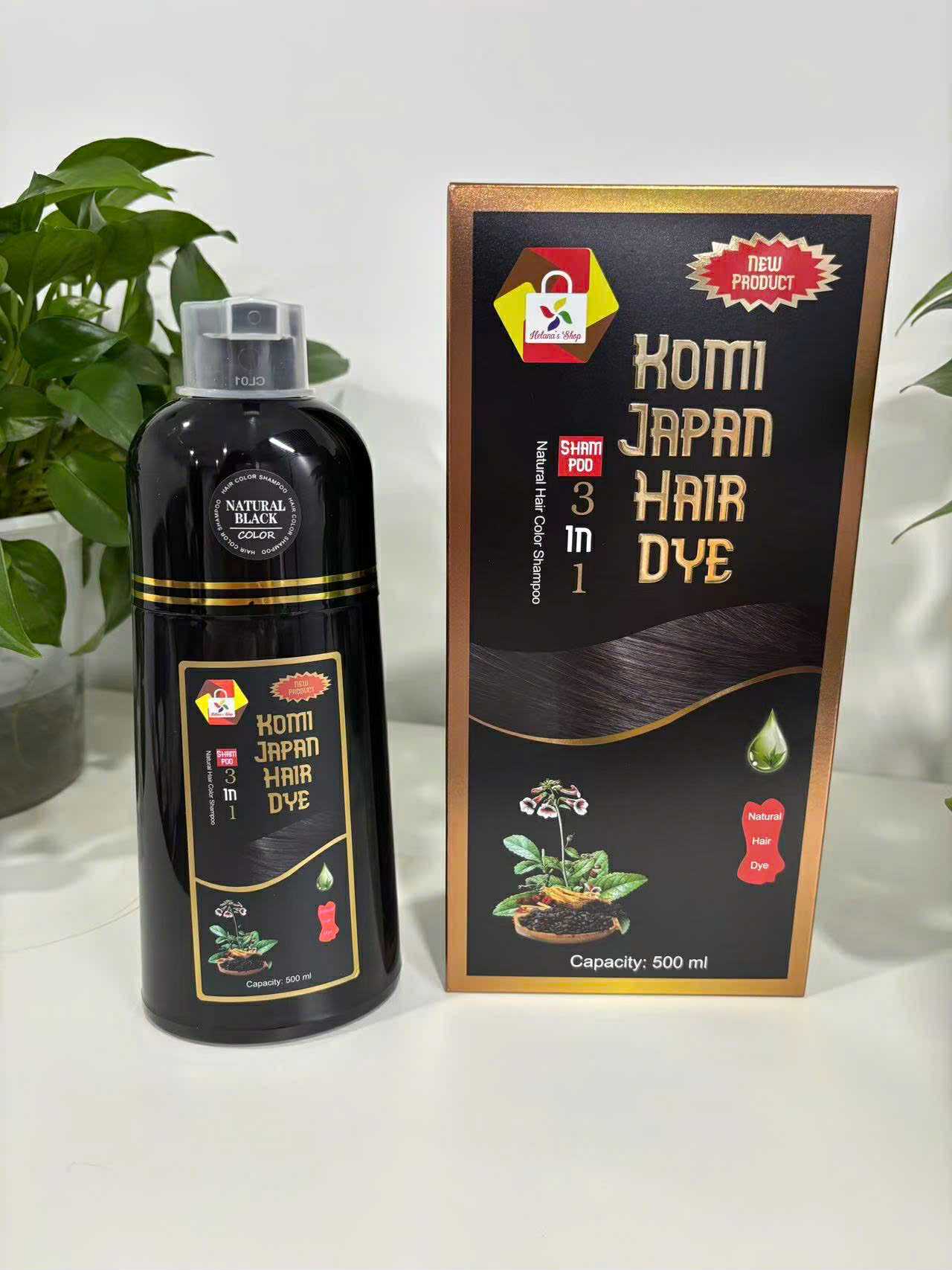 KomiJapan Authentic Japanese Hair Dye Shampoo - Sealing 500ml Nourishing Formula with Argan Oil & Ginseng
