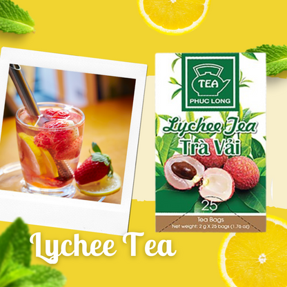 3 x Box of 25 bags x 2g  Phuc Long Tea Bag - Lychee Flavored Tea - Trà Túi Lọc Hương Vải (U.S Seller)