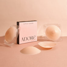 Load image into Gallery viewer, [ADORE] Nipple Covers 2 Pairs-Seamless and Sheer Adhesive Silicone Nipple Pasties for Women Reusable, Sticky Breast Petals
