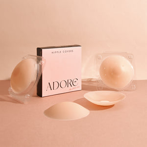 [ADORE] Nipple Covers 2 Pairs-Seamless and Sheer Adhesive Silicone Nipple Pasties for Women Reusable, Sticky Breast Petals