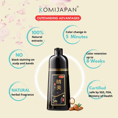 KomiJapan Authentic Japanese Hair Dye Shampoo - Sealing 500ml Nourishing Formula with Argan Oil & Ginseng