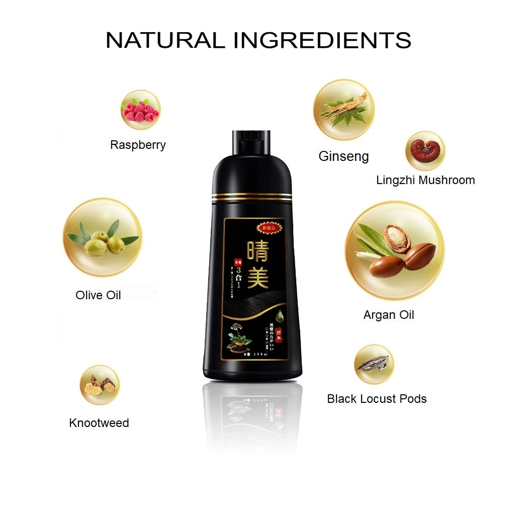 KomiJapan Authentic Japanese Hair Dye Shampoo - Sealing 500ml Nourishing Formula with Argan Oil & Ginseng