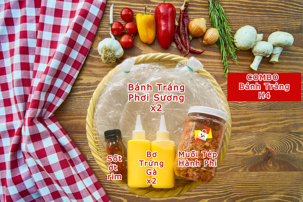 Combo Bánh Tráng H4 - Ricepaper, Shrimp salt + fried onion, egg butter, chili sauce