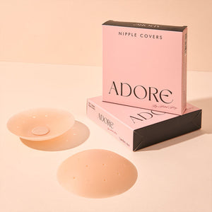 [ADORE] Nipple Covers 2 Pairs-Seamless and Sheer Adhesive Silicone Nipple Pasties for Women Reusable, Sticky Breast Petals