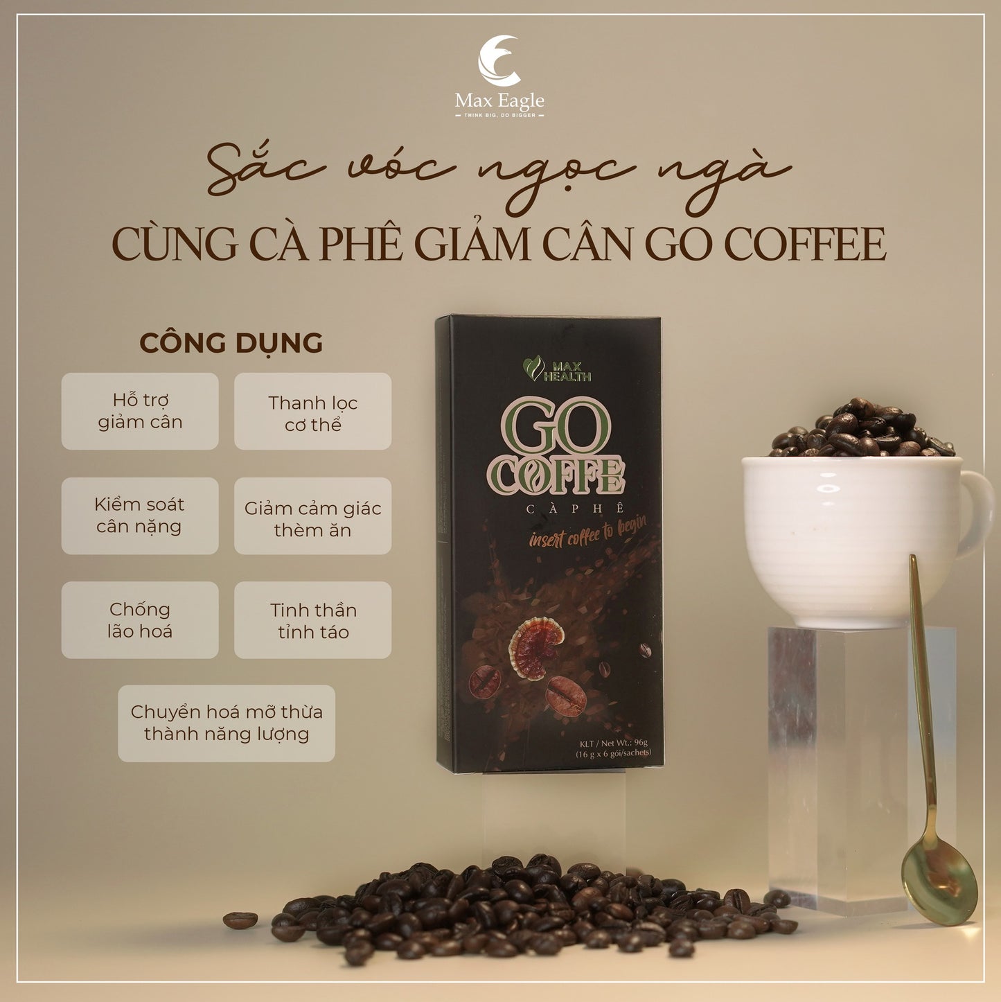 Go Coffee (12 packs/ box) - Cà Phê Giảm Cân Nấm Lim Xanh