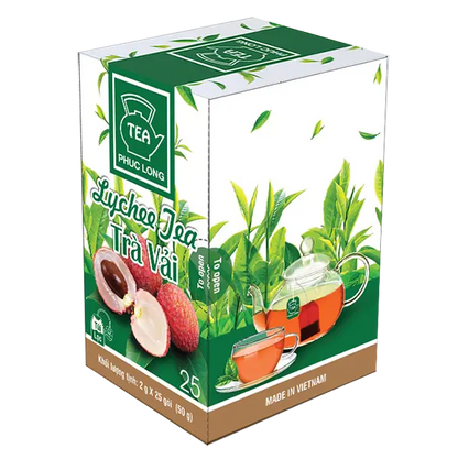 3 x Box of 25 bags x 2g  Phuc Long Tea Bag - Lychee Flavored Tea - Trà Túi Lọc Hương Vải (U.S Seller)