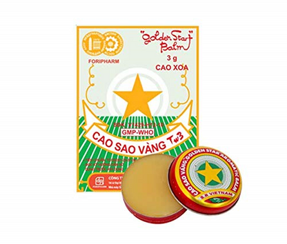 3 x Golden Star Balm Cao Sao Vang – Vietnamese All-Natural Aromatic Herbal Balm, 3g Tins