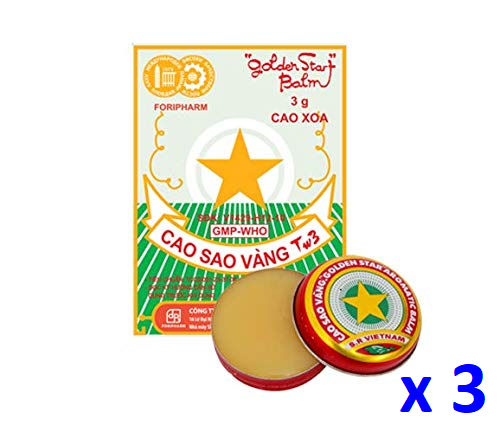 3 x Packs of Golden Star Aromatic Balm 3g Natural Remedy Essential Oils USA Stock