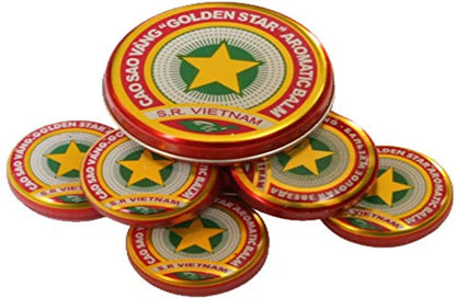 3 x Golden Star Balm Cao Sao Vang – Vietnamese All-Natural Aromatic Herbal Balm, 3g Tins