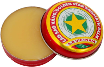 3 x Golden Star Balm Cao Sao Vang – Vietnamese All-Natural Aromatic Herbal Balm, 3g Tins