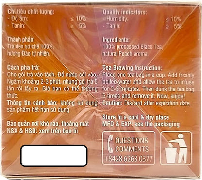 3 x Box of 25 bags x 2g  Phuc Long Tea Bag - Peach Flavored Tea - Trà Túi Lọc Hương Đào (U.S Seller)