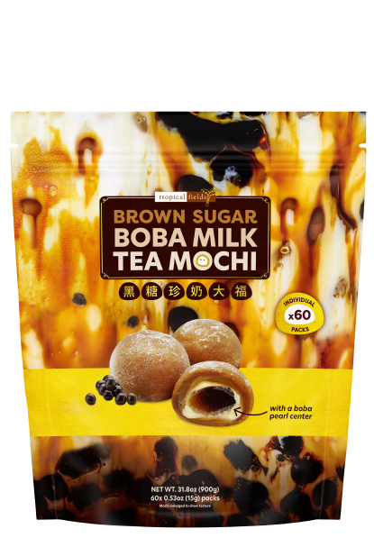 Tropical Fields Brown Sugar Boba Milk Tea Mochi, 31.8oz (60 packs)
